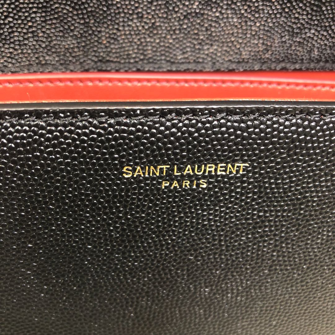 Saint Laurent Cassandera Grained Embossed Calfskin Handbag Shoulder Bag Black 623931